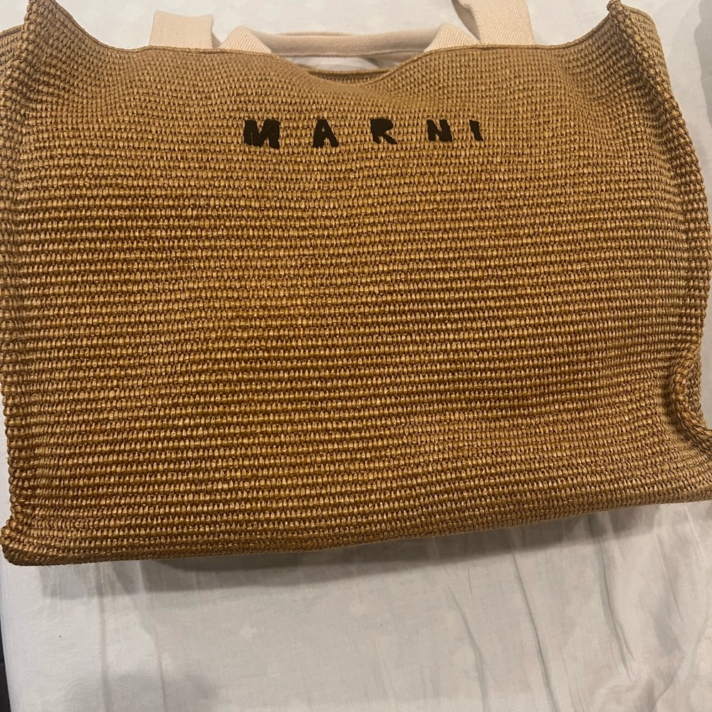 Marni Brown Woven Tote Bag